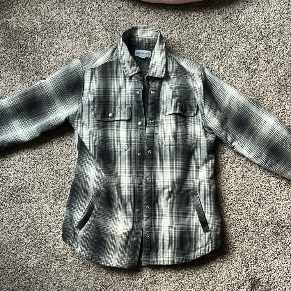 Carhartt Black and Gray Plaid Ski Jacket